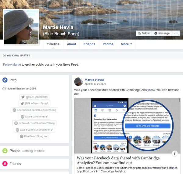 Blue Beach Song Facebook - 2018-April-10 - Supposed Public View