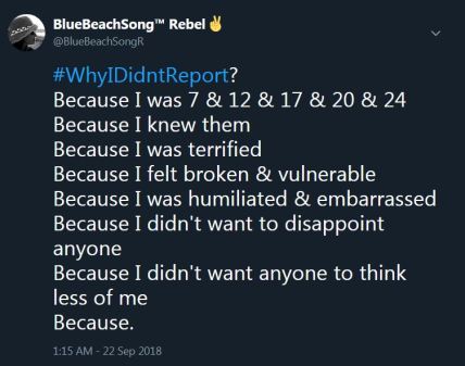 BBS Tweet 2018-09-22 - #WhyIDidntReport